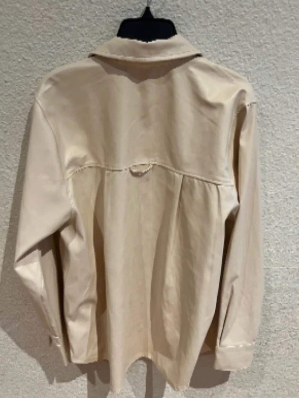Women's Cream Button-Front Relaxed Shirt , A new day, size S , faux leather.